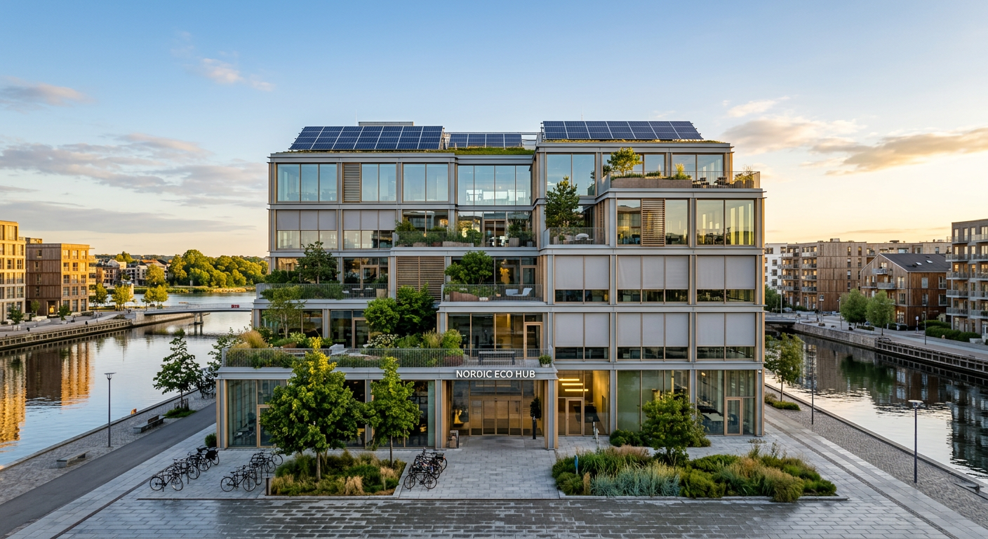Nordic Eco Hub - modern hållbar byggnad